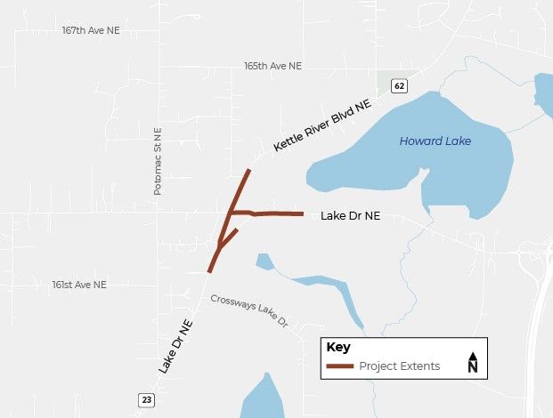 Map of the Anoka County Roundabout Site at CSAH 23 and CSAH 62