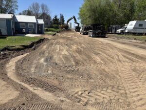 Construction crews remove pavement along 4th Street.
