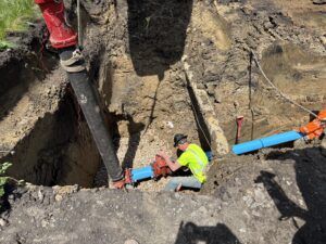 Crews continue to work on underground utilities