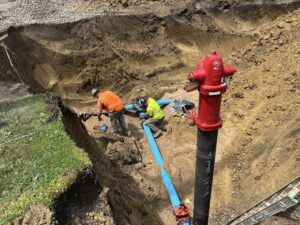 Water utility work continues.