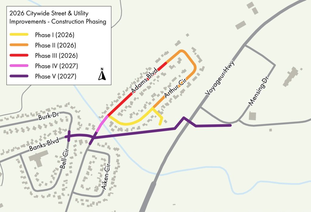 Project Construction Map showing 5 phases in Silver Bay