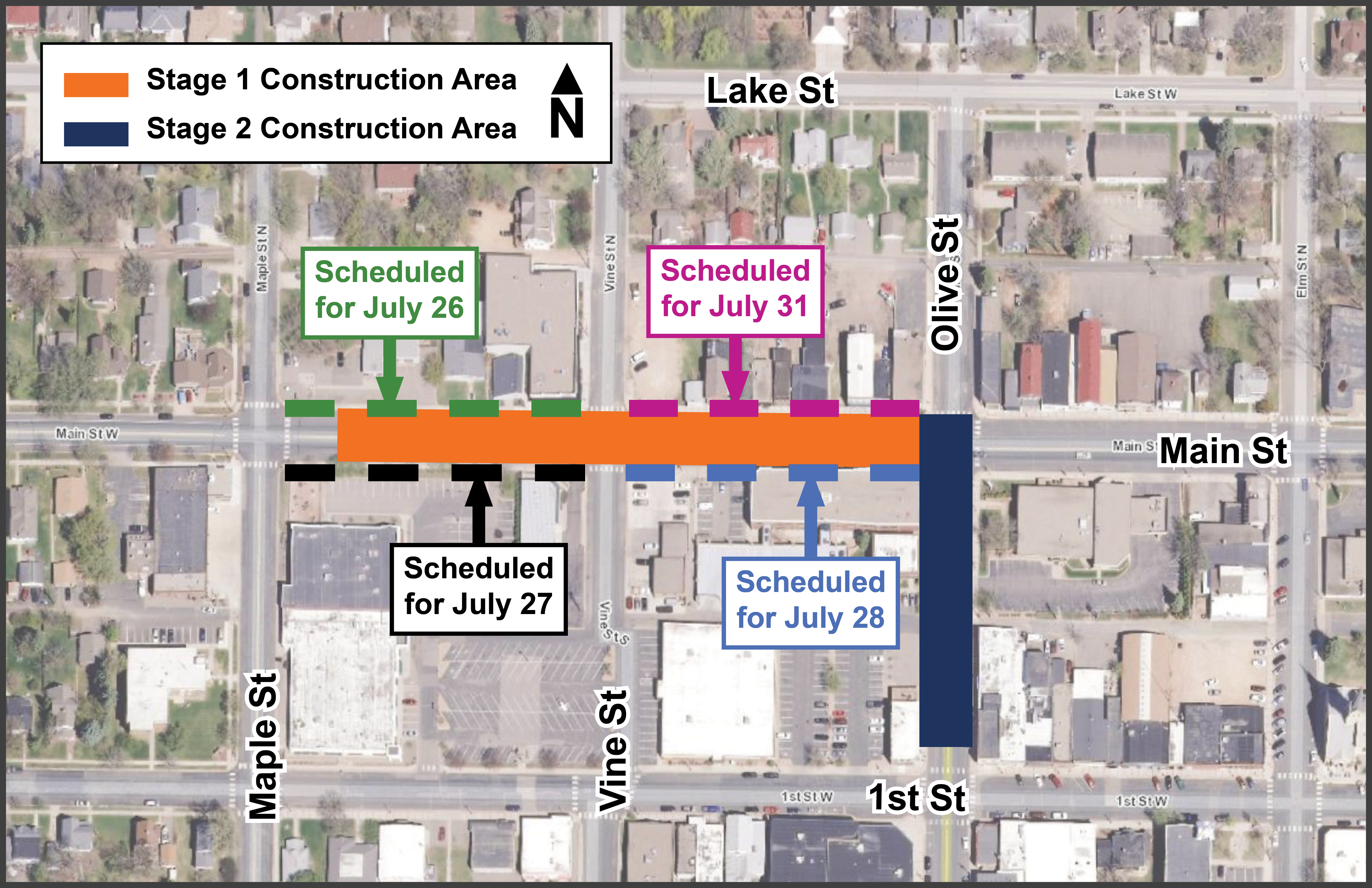 Map of the sidewalk concrete installation locations